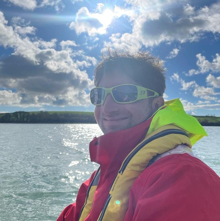 Ashley Goodman, founder of Stratoworks, on the Devon coast